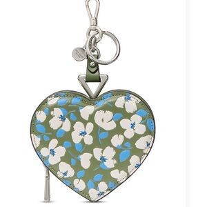 kate spade Liv Painterly Bouquet Embossed Leather Heart Coin Purse Bag charm